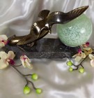 French Antique Lamp Art Deco  Seagull  Bronze Metal Vintage Statue Table Marble