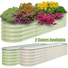Aoodor 17   Tall 9-in-1 Oval Garden Bed Large Galvanized Raised Planter Box Herb