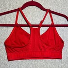 Victoria s Secret Pink Ultimate Sports Bra Red Gold Logo Lightly Lined Medium