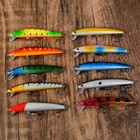 10pc Floating Shallow Diving Jerk Bait Immitation Minnow Bass Fishing Lures