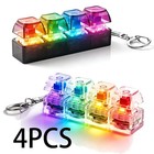 Ftcy 4-key Mechanical Keyboard Keychain     Led Fidget Stress Relief Toy