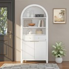 Pantry Cabinet Modern White Mdf 32  Fluted Glass Door Dining Room Storage