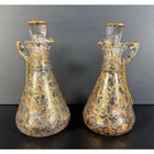 Vintage Hazel Atlas Glass Oil   Vinegar Cruet     Gold Leaf     5  Tall