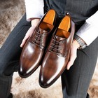 Men s Leather Shoes Breathable Lace Up Casual Dress Hand Finished Walking Shoes