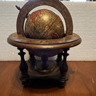 Vintage Tabletop Old World Globe Rotating Wooden Base  Zodiac Symbols  Italy