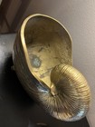 Vintage Mid-century Modern Footed Heavy Brass Nautilus Shell Planter 8 5 X 11