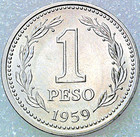 Argentina 1 Peso Coin   Oudine   Phrygian Cap   Km57   1957 - 1962