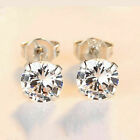 1-5 Pairs 925 Sterling Silver Round Stud Earrings Cubic Zirconia Women Jewelry