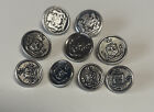 Vintage 1970   s Metal Buttons Silver Color Crowns Crests Two Sizes Lot Of 9