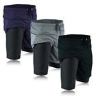 Mens Soft Sports Running 2 In 1 Shorts Gym Training Fitness Bottoms With Pockets