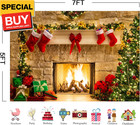 7x5ft Christmas Fireplace Theme Backdrop For Photography Tree Sock Decorations F