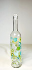 Decorative Floral Tall Clear Glass Bottle W Glass Stopper 13in