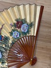 Vintage Chinese Signed Painted Large Fan W  Birds   Flowers Decoration