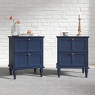 Mid-century Modern Nightstand Set Of 2  With Storage Drawers And Solid Wood Legs