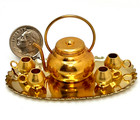 1 12 Vintage Tea Set Brass Gold Tone Metal Dollhouse Miniature Decoration