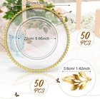 50 Set Clear Charger Plates Bulk 13 Inch Beaded Plastic Charger Plates With