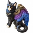 Windstone Editions Large Black Bird Winged Flap Cat Figurine M Pena Tag