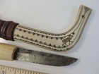 Mid   century S  mi Carved Reindeer Antler Puukko Knife   Sheath Reindeer Motif