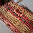 Vintage Highmount Quality Wicker Woven Sewing Basket W satin Lining Grandma s 