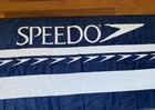 Speedo Bath Beach Towel Navy Blue Cotton New 27    X 58    Brazil Vintage Logo H T F