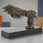 Bronze Lion Sculpture Marble Statuette Leaping Figurine Animal Mascot Modern