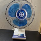 Vintage Standard Fan 21 Inches Tall  Beautiful Blue Blade And Accent Cage