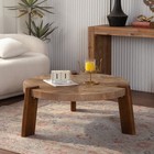 36 61  Round Herringbone Coffee Table  Solid Wood   Mdf  Natural Finish
