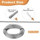 304 Stainless Steel Cable Wire Rope Kit 100ft  30m  Long 3 64   1 2mm  7x7