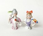 Lot Mini Lady Pin Cushion Pink Half Doll Fan Bow Porcelain Vtg Germany