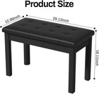 White Aodsk Wooden Duet Piano Bench With Padded Cushion And Storage Compartment