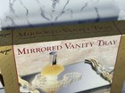 Vintage Mon Image Mirrored Vanity Tray  Silver   Gold Accents With Seashells 