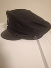 Harley Davidson Size  X L Logo Black Captain Hat  Faux Leather   Cloth  Unisex