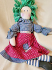 Vtg Handmade 21  Doll Folk Art Fabric Primitive Country Farmhouse Cottagecore