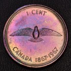 1967 Canada Centennial One Cent Rainbow Toning High Luster  l23-27 