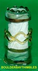 Egyptian Glass Thimble - Hand Blown Pale Green   Clear   Relief Design E08