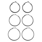 3pairs Stainless Steel Large Hoop Huggie Earrings For Men Women Girl Set 30-50mm