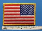 Reverse Usa American Flag Embroidered Patch Iron-on Sew-on Gold Border 3   X 2      