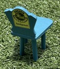Vintage Miniature Wooden Chair Blue Hand-painted Folk Art Dollhouse Furniture