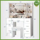 Large Vanity Dressing Table W led Lighted Mirror Stool Set Makeup Desk 7 Drawers