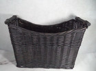 Black Wicker Lp Record Holder Magazine Rack Basket W  Handles Storage Decor