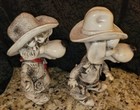 Vintage 1977 Dog Cowboy gunfighter And Cowgirl Figure Coin Banks By Creative Mfg