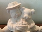 Bears With Basket Of Fruit Figurine Ceramic Bisque Mold Ready To Paint