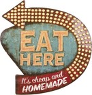 Retro Diner Kitchen Sign Plaque   eat Here  Vintage Old Fashioned Tin Wall Art