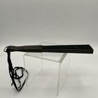 Vtg Asian Black Lace Fabric   Brown Bamboo Collapsible Fan 9   x15    Read