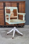 Koken Barber Chair Antique Swivel Wood Seat Porcelain Base Legs Vintage Rare