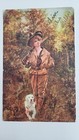 Lot Of 2 Antique Postcards On The Trail Woman W  Gun And Dog   Vacation Pastime