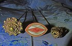 Antique Vtg Hat Pins X3 1 Sterling 1 Guilloche Enamel   Sterling 1 800 Silver
