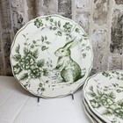 Maxcera Corp Green And White Toile Rabbit Luncheon Plate 9 1 4 
