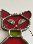 Vintage 7    Stained Glass Cat Siamese Red Kitty Sun Catcher Window Ornament Decor