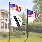 25ft Sectional Aluminum Flagpole Us American 2x Flag Pole Black Ball Kit Set